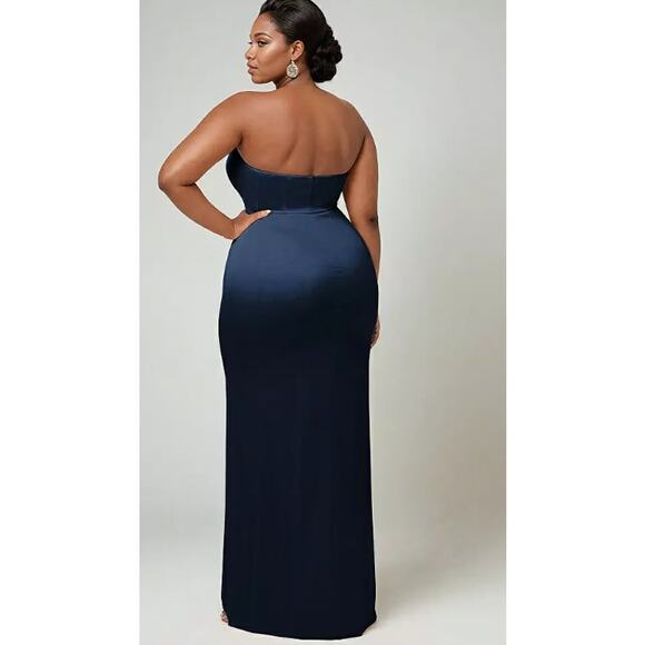 After Six Strapless Topstitched Corset Satin Maxi Dress Size 14R New with Tags - Picture 6 of 8